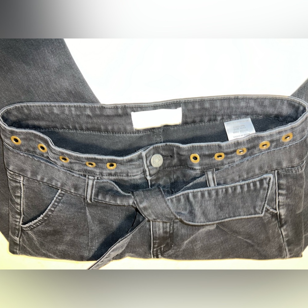 Vervet 29 Black Erika Stretch Mom Jeans | High Waist | Distressed | Tie Waist - Picture 5 of 16
